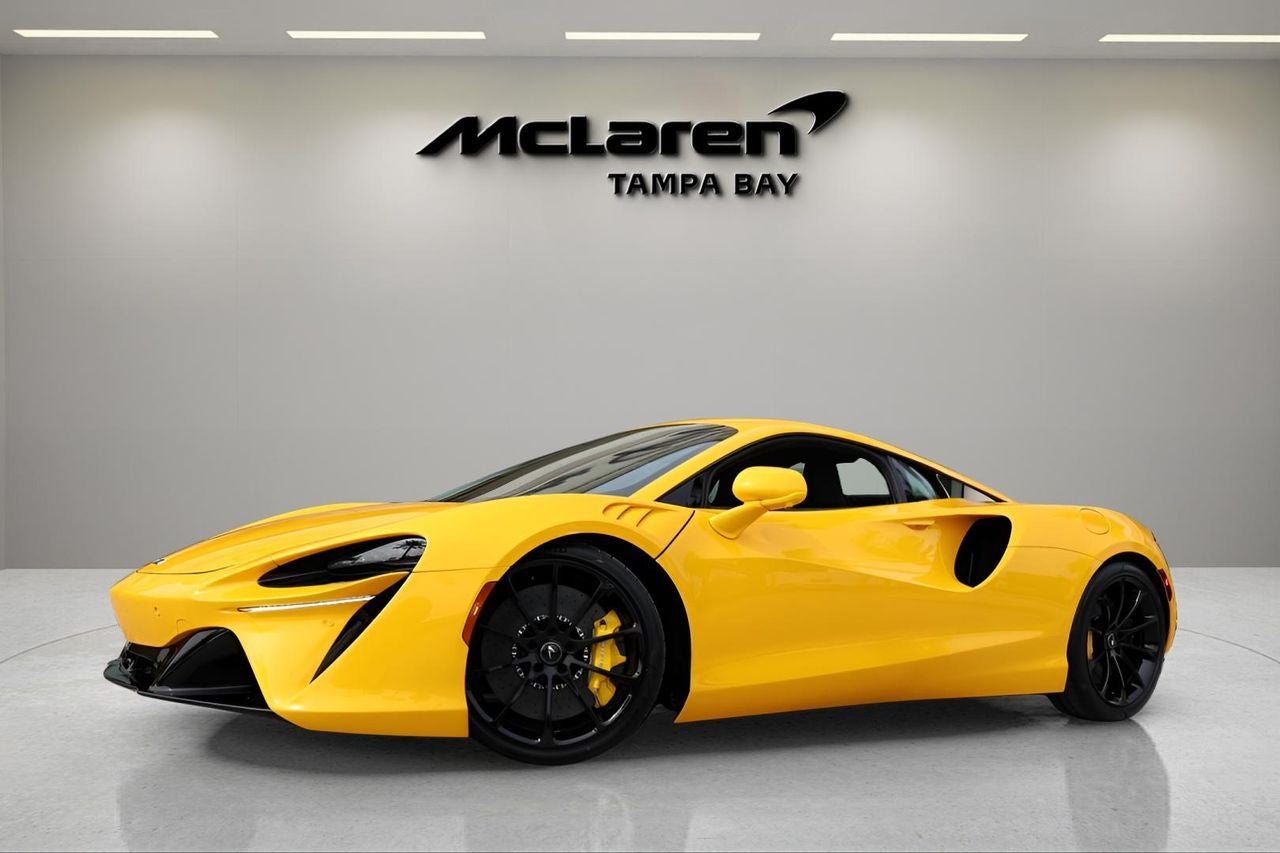 2026 McLaren Artura Base in Volcano Yellow — front three-quarter view