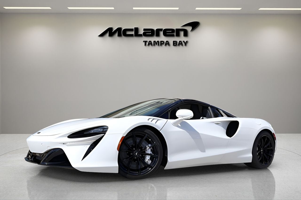 2026 McLaren Artura Base in Ice White — front three-quarter view