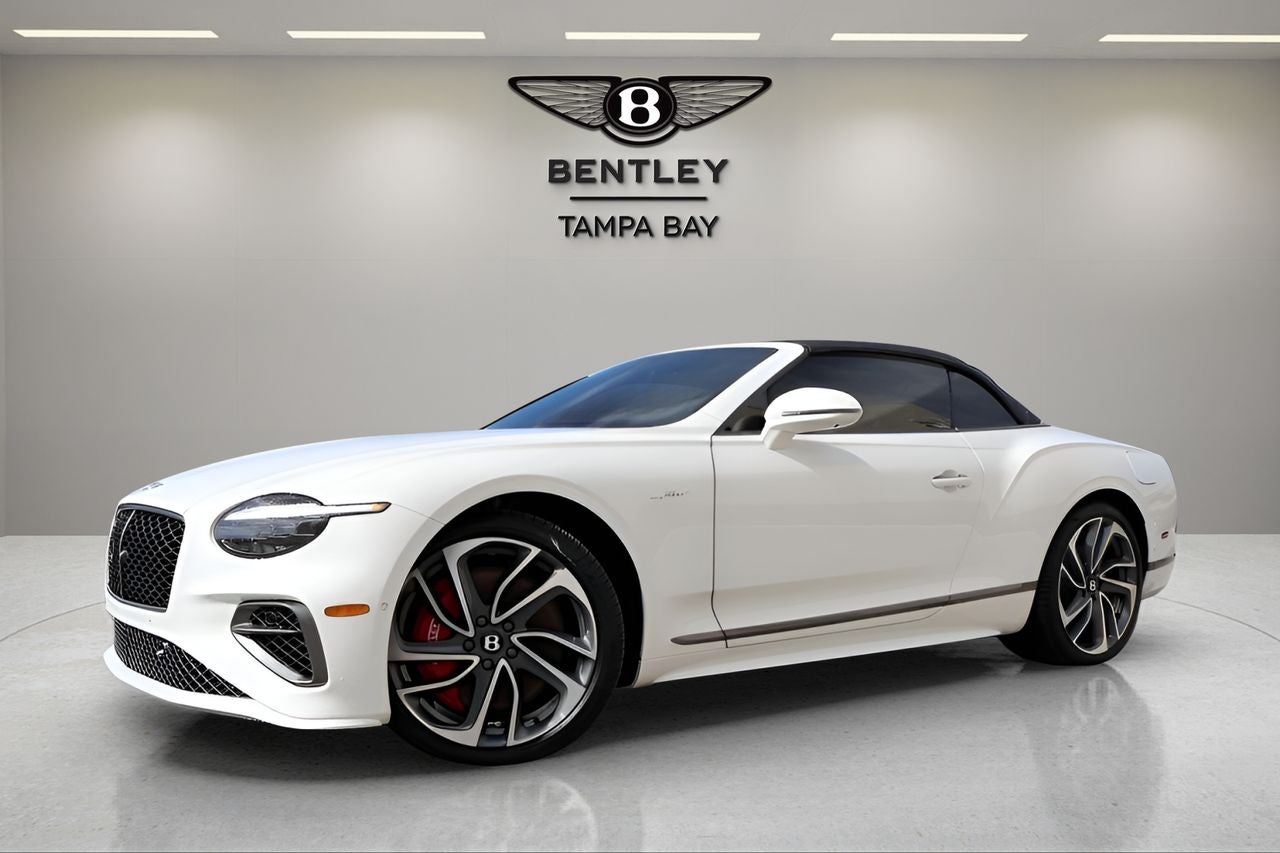 2026 Bentley Continental GTC Speed in Glacier White — front three-quarter view