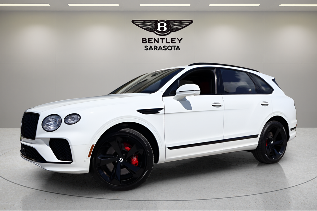 2025 Bentley Bentayga V8 in Glacier White — front three-quarter view