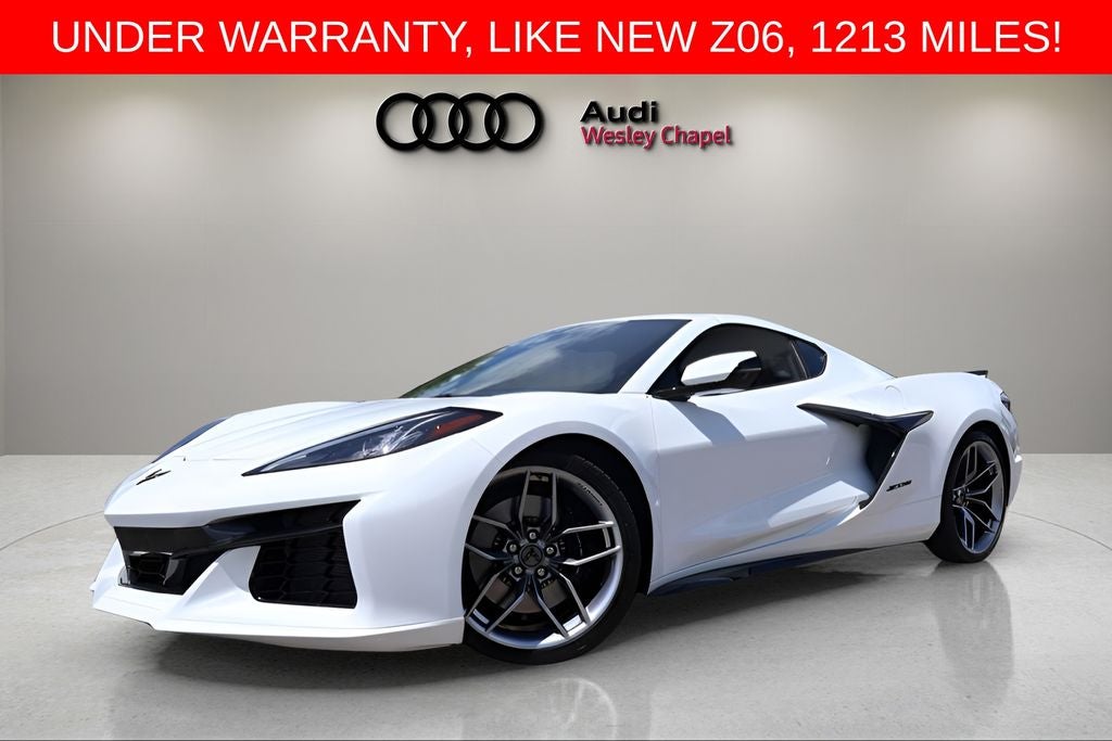 2025 Chevrolet Corvette Z06 1LZ in Arctic White — front three-quarter view