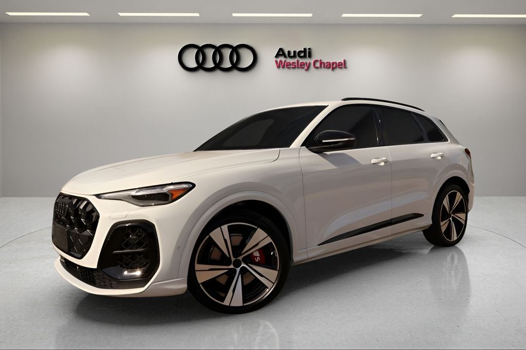 2026 Audi SQ5 Premium Plus quattro in Glacier White Metallic — front three-quarter view