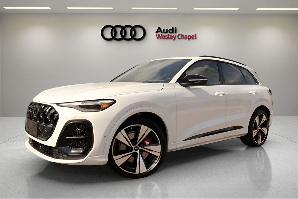 2026 Audi SQ5 Premium Plus quattro in Glacier White Metallic — front three-quarter view