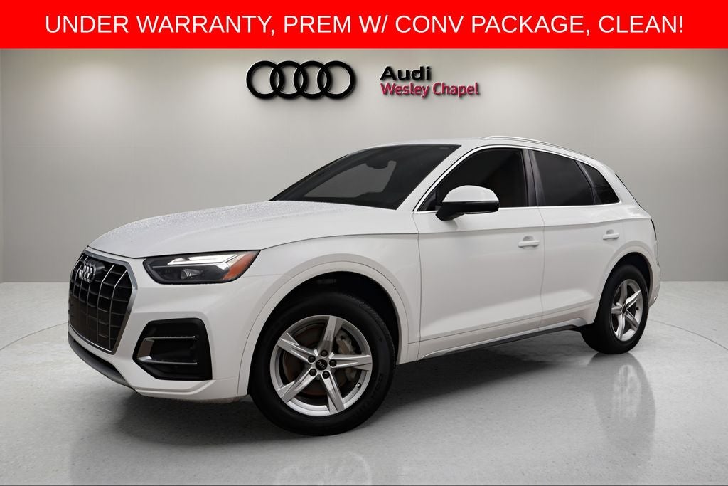 2023 Audi Q5 40 Premium quattro in Ibis White — front three-quarter view
