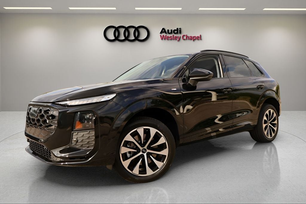 2026 Audi Q3 S line quattro in Mythos Black Metallic — front three-quarter view