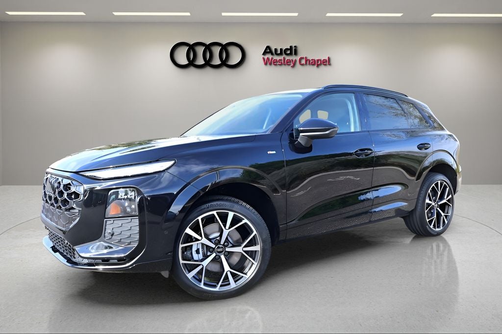 2026 Audi Q3 S line quattro in Mythos Black Metallic — front three-quarter view