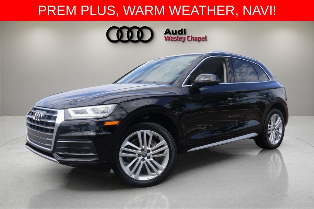 2018 Audi Q5 2.0T Premium Plus quattro in Mythos Black Metallic — front three-quarter view