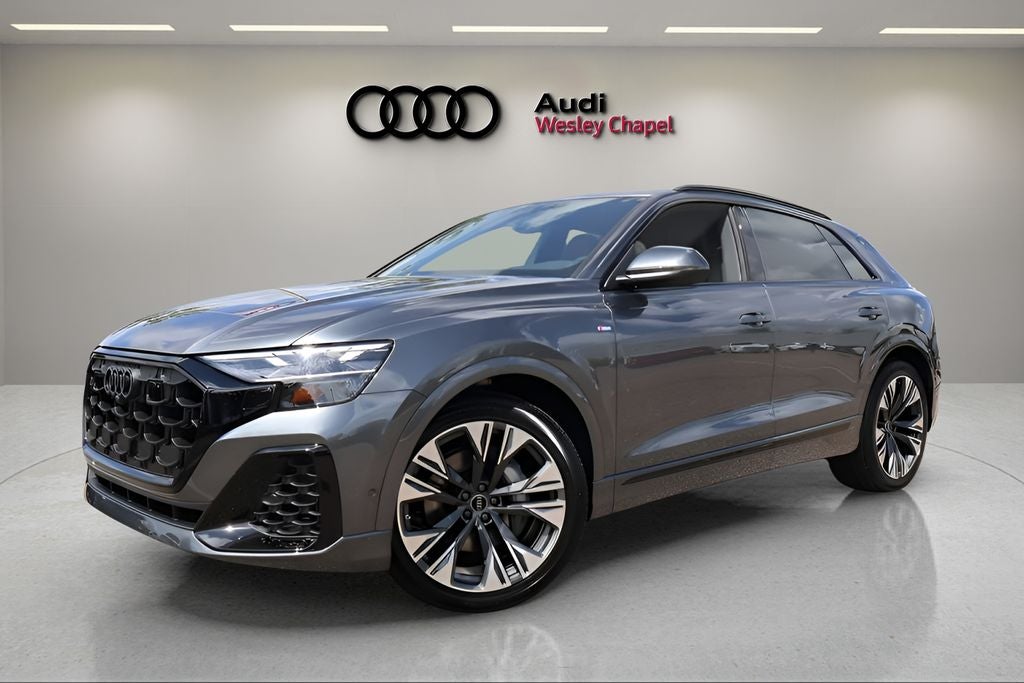 2026 Audi Q8 quattro in Daytona Gray Pearl Effect — front three-quarter view