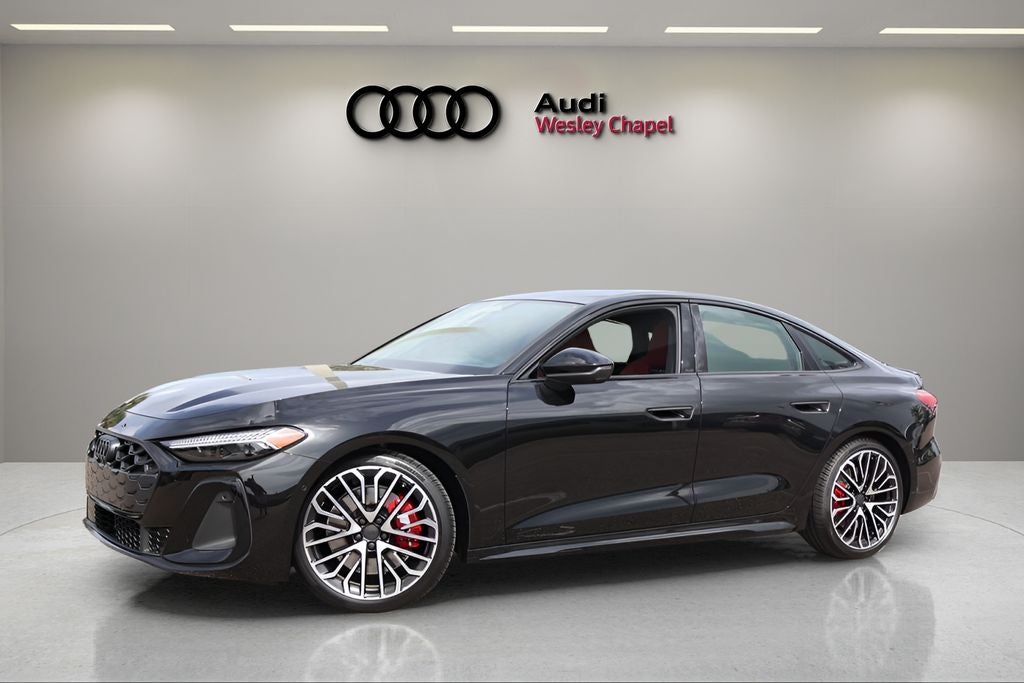 2026 Audi S5 3.0T Premium Plus quattro in Mythos Black Metallic — front three-quarter view
