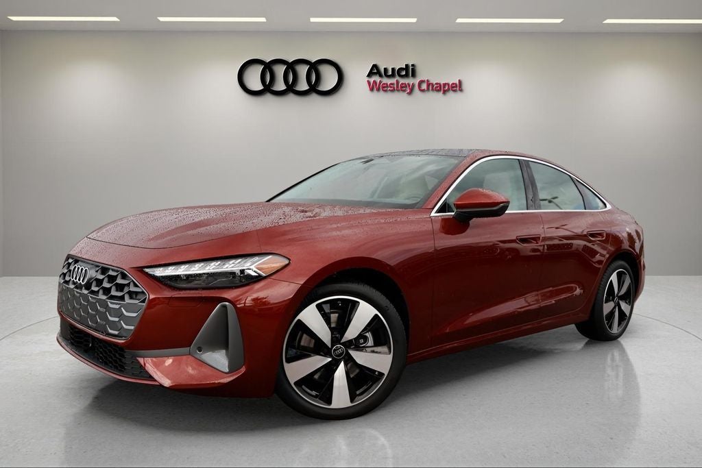 2025 Audi A5 quattro in Grenadine Red Metallic — front three-quarter view