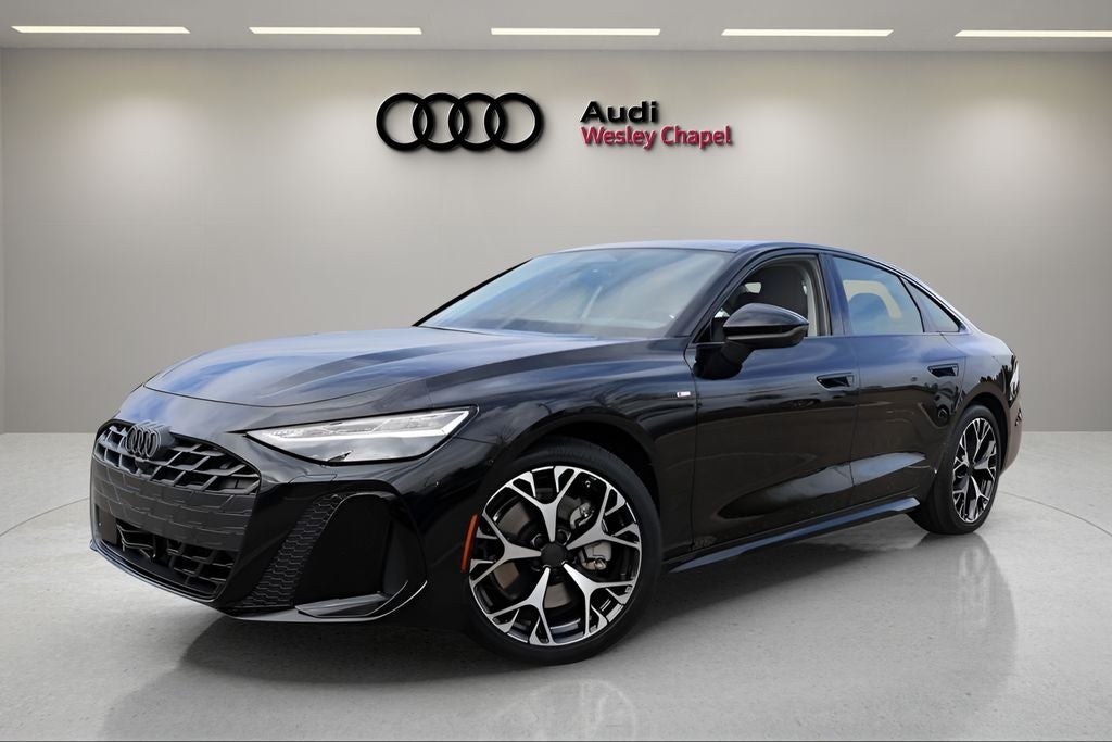 2026 Audi A6 Premium Plus quattro in Mythos Black Metallic — front three-quarter view