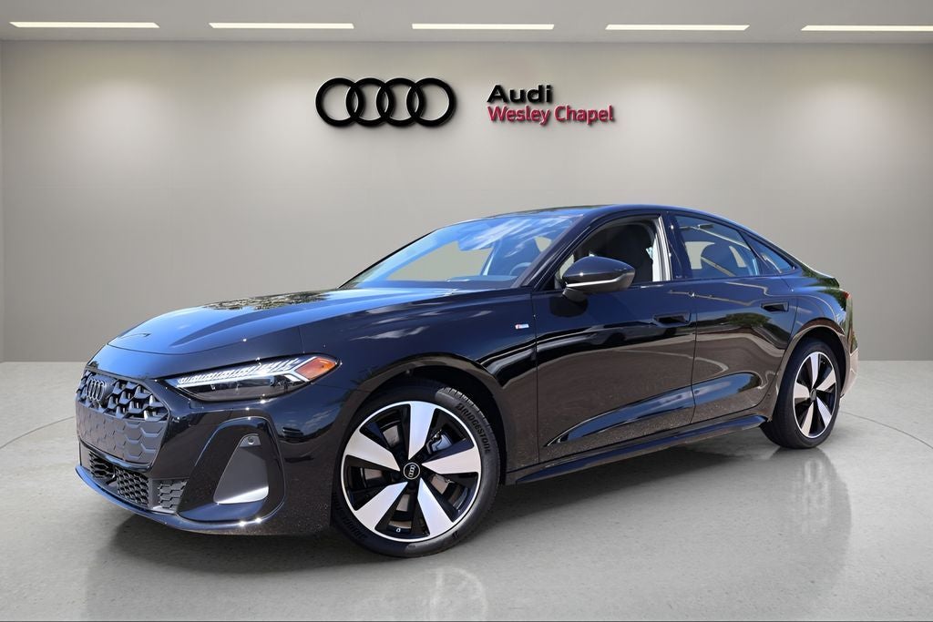 2026 Audi A5 quattro in Mythos Black Metallic — front three-quarter view