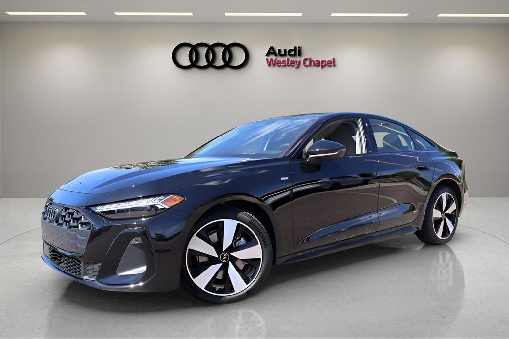 2026 Audi A5 quattro in Mythos Black Metallic — front three-quarter view