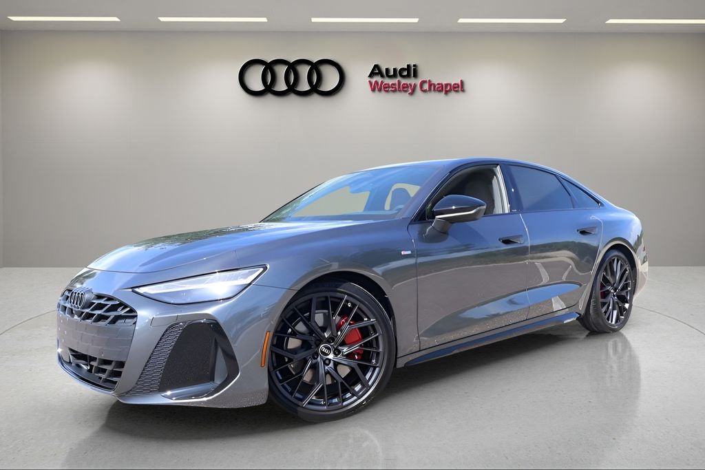 2026 Audi A6 Prestige quattro in Daytona Gray Pearl Effect — front three-quarter view