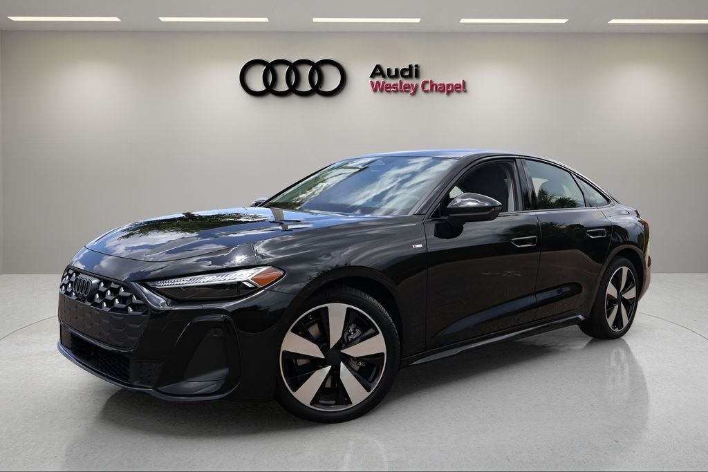 2026 Audi A5 quattro in Mythos Black Metallic — front three-quarter view