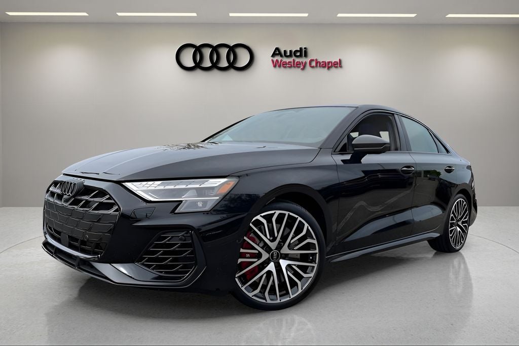 2026 Audi S3 2.0T quattro in Mythos Black Metallic — front three-quarter view