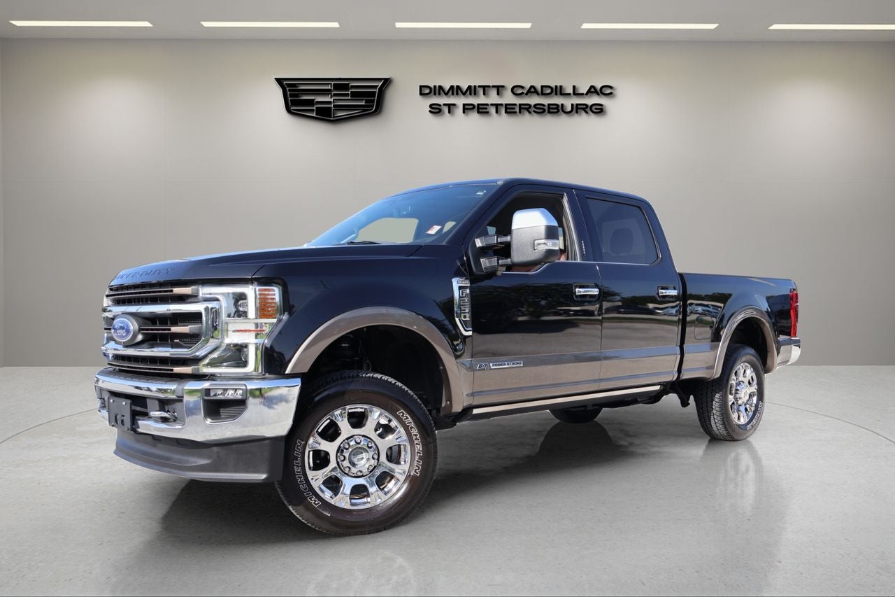 2021 Ford F-250SD King Ranch in Agate Black Metallic — front three-quarter view