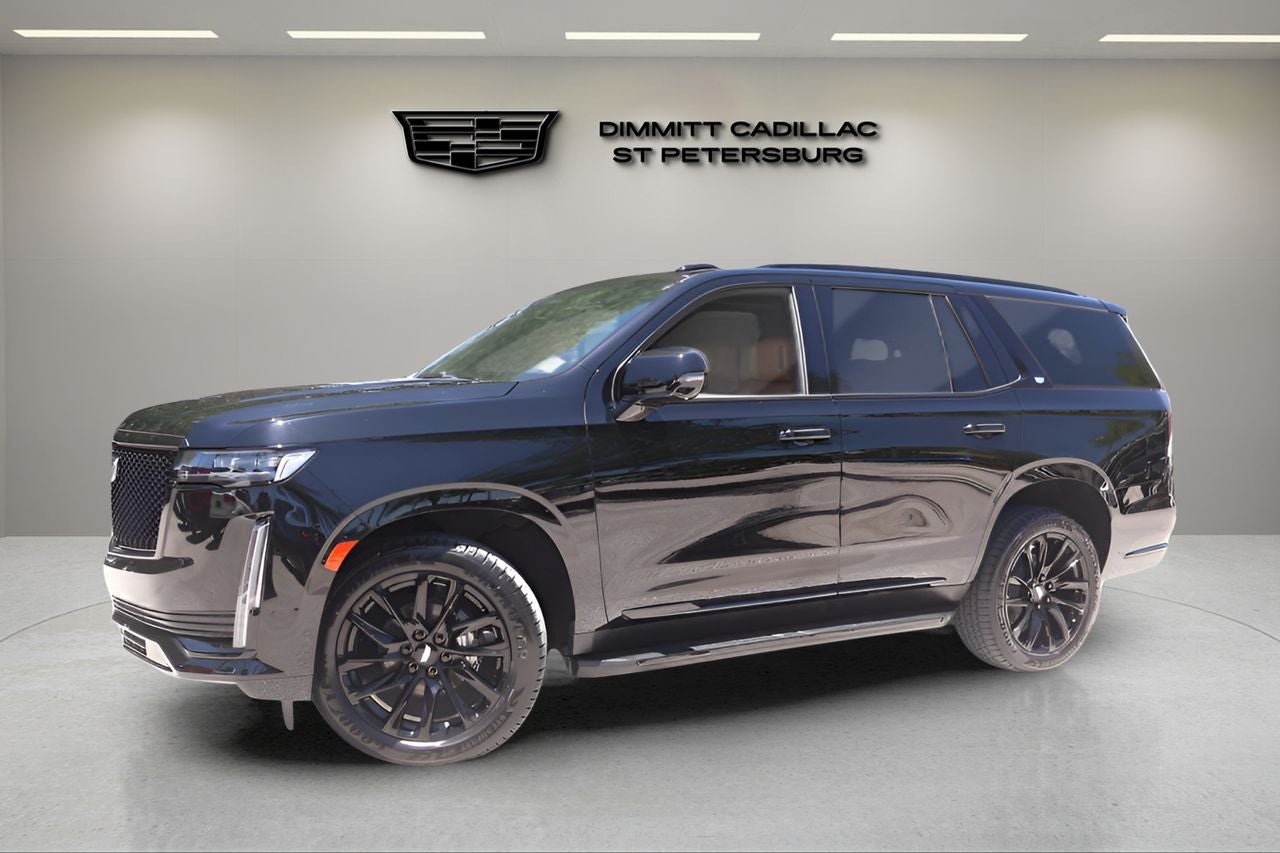 2021 Cadillac Escalade Sport in Black Raven — front three-quarter view