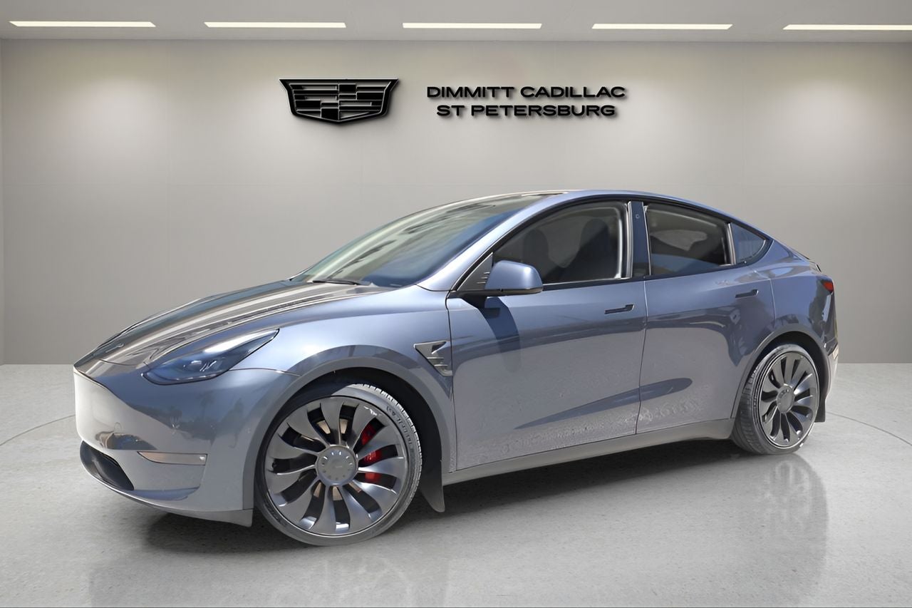 2022 Tesla Model Y Performance in Gray — front three-quarter view