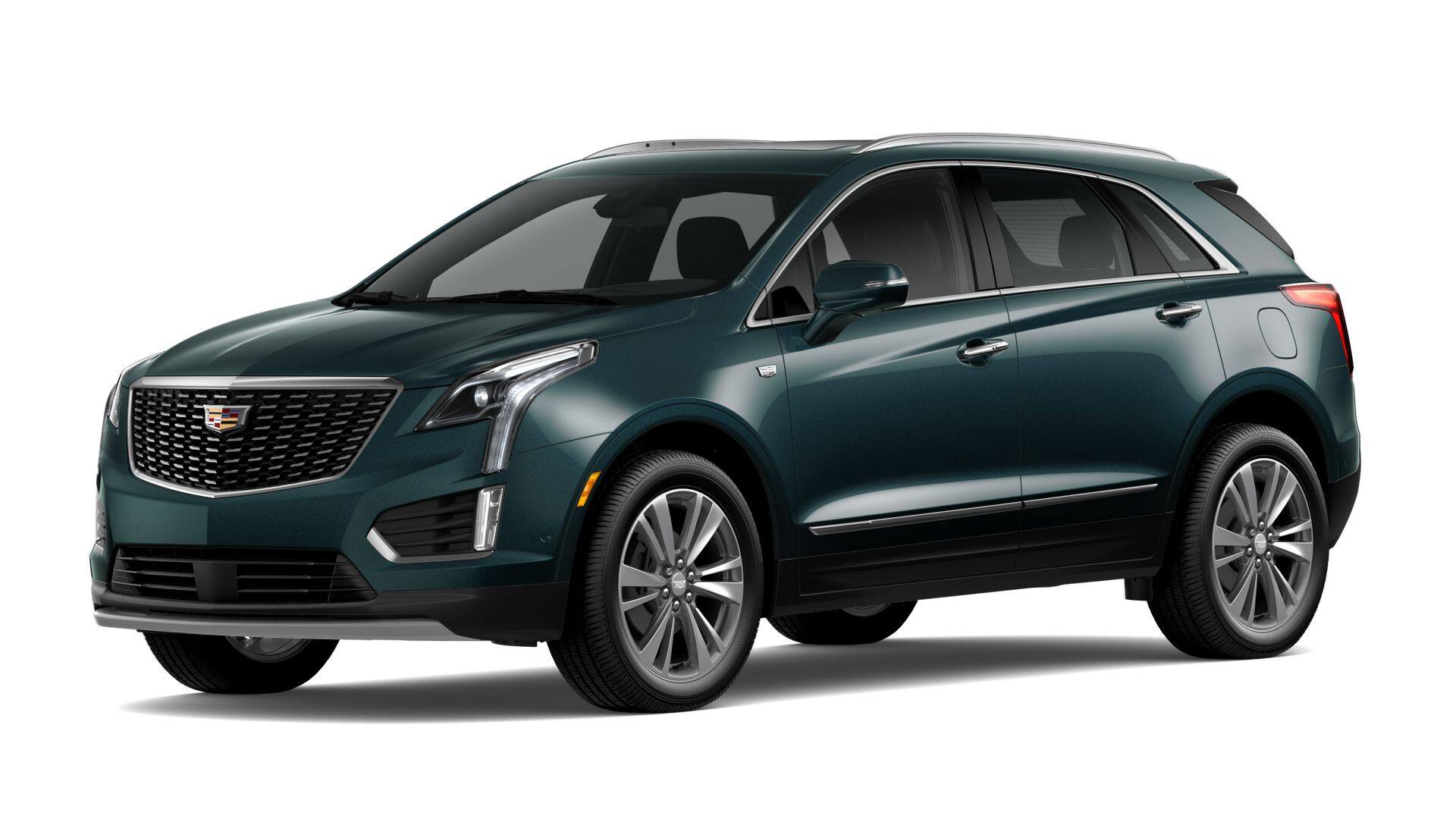 2026 Cadillac XT5 Premium Luxury in Emerald Lake Metallic — front three-quarter view