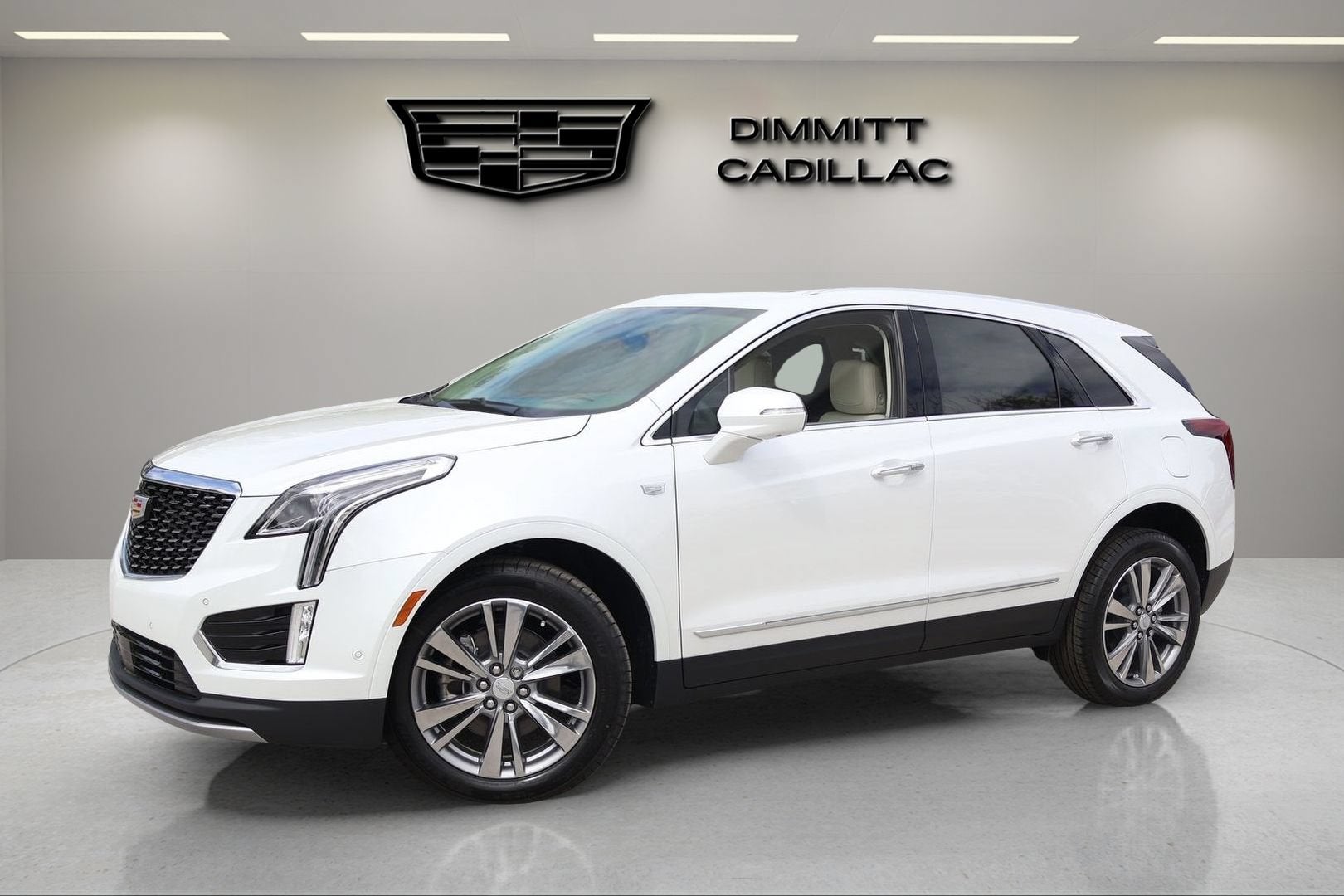 2026 Cadillac XT5 Premium Luxury in Crystal White Tricoat — front three-quarter view