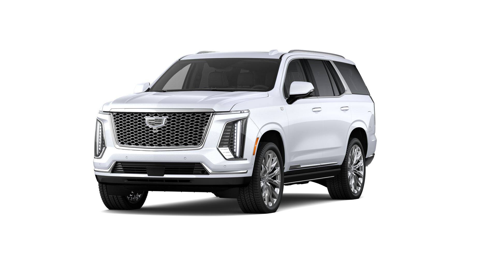 2026 Cadillac Escalade Platinum Luxury in Vibrant White Tricoat — front three-quarter view