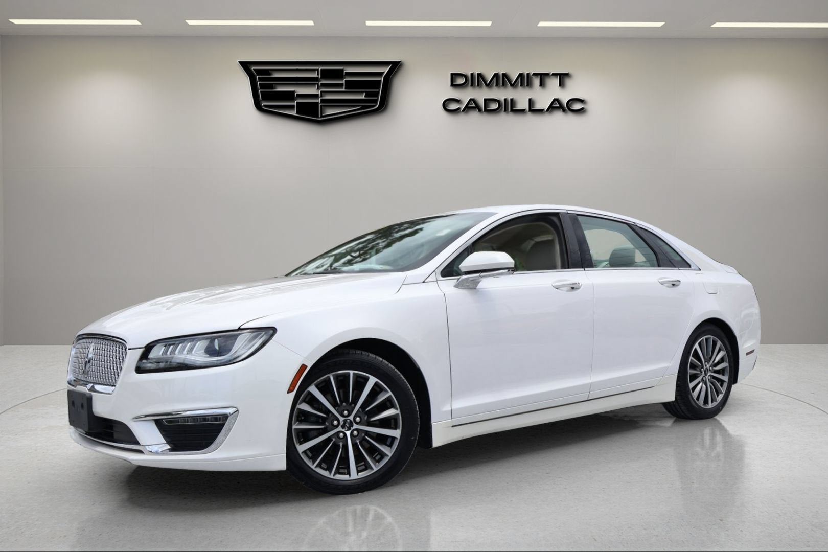 2019 Lincoln MKZ Standard in White — front three-quarter view