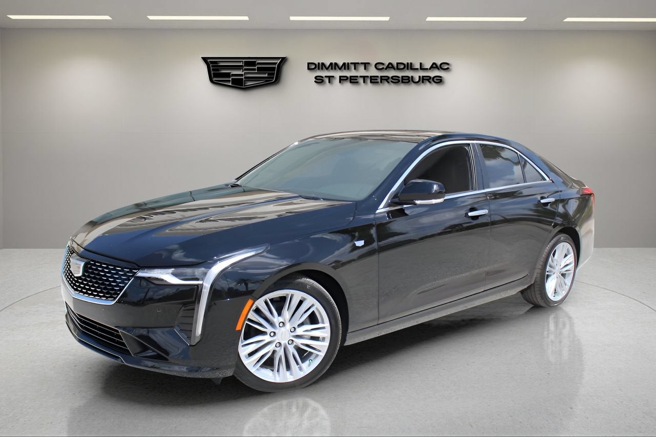 2025 Cadillac CT4 Premium Luxury in Black Raven — front three-quarter view