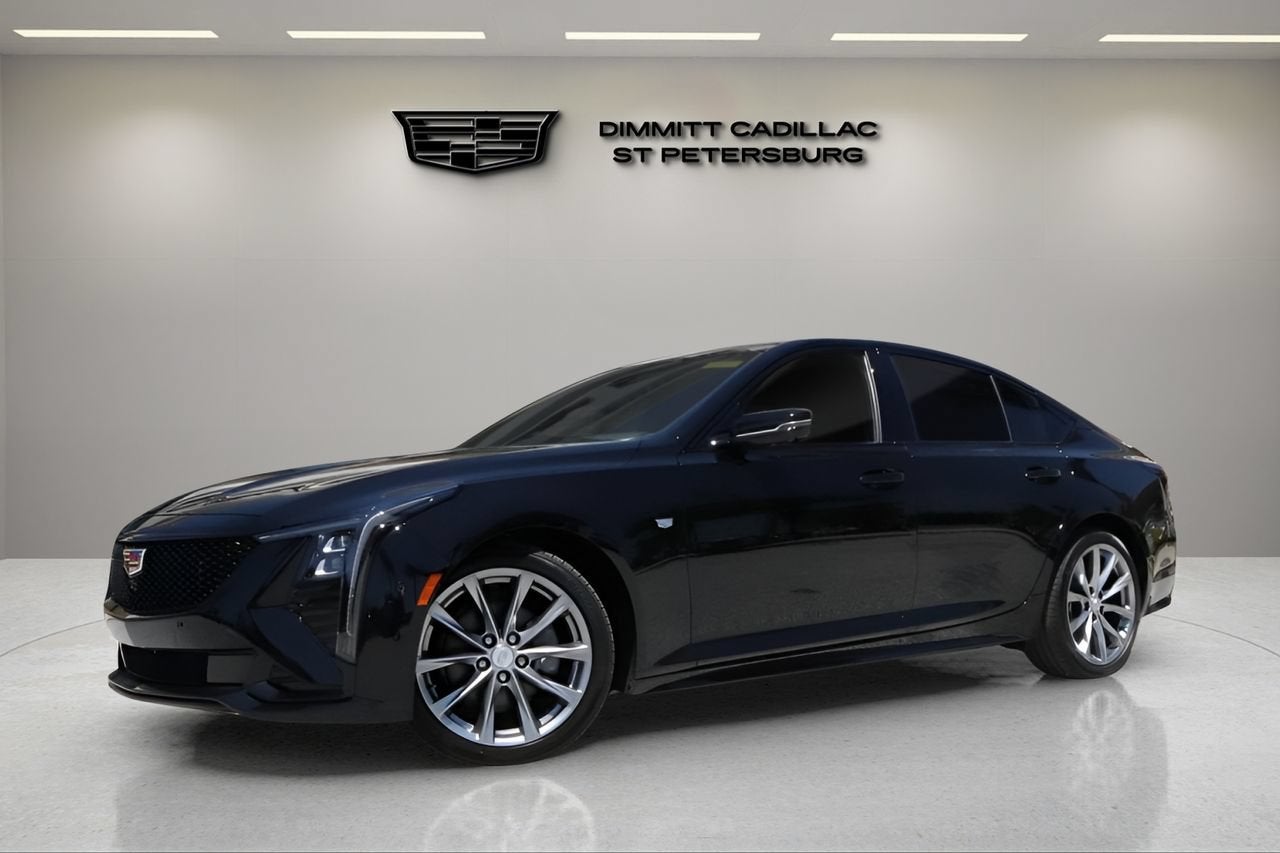 2025 Cadillac CT5 Sport in Black Raven — front three-quarter view