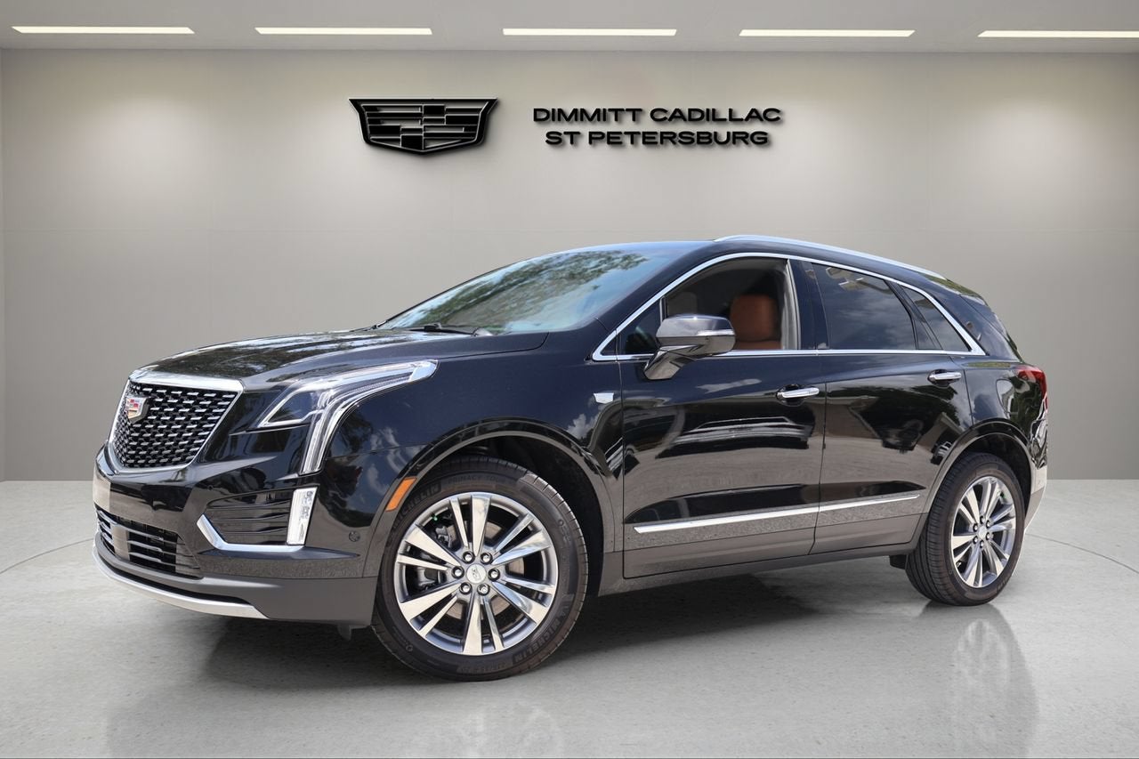 2026 Cadillac XT5 Premium Luxury in Stellar Black Metallic — front three-quarter view