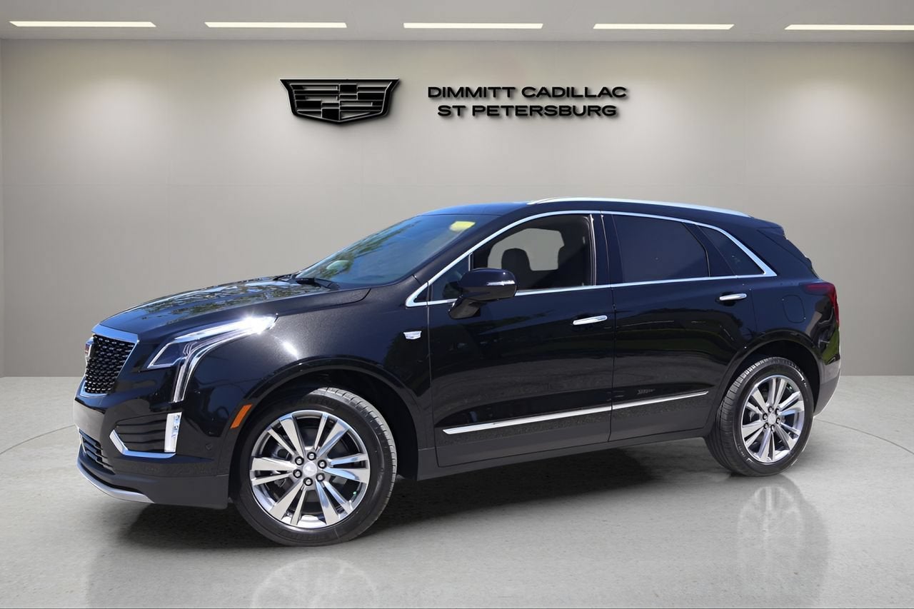 2026 Cadillac XT5 Premium Luxury in Stellar Black Metallic — front three-quarter view