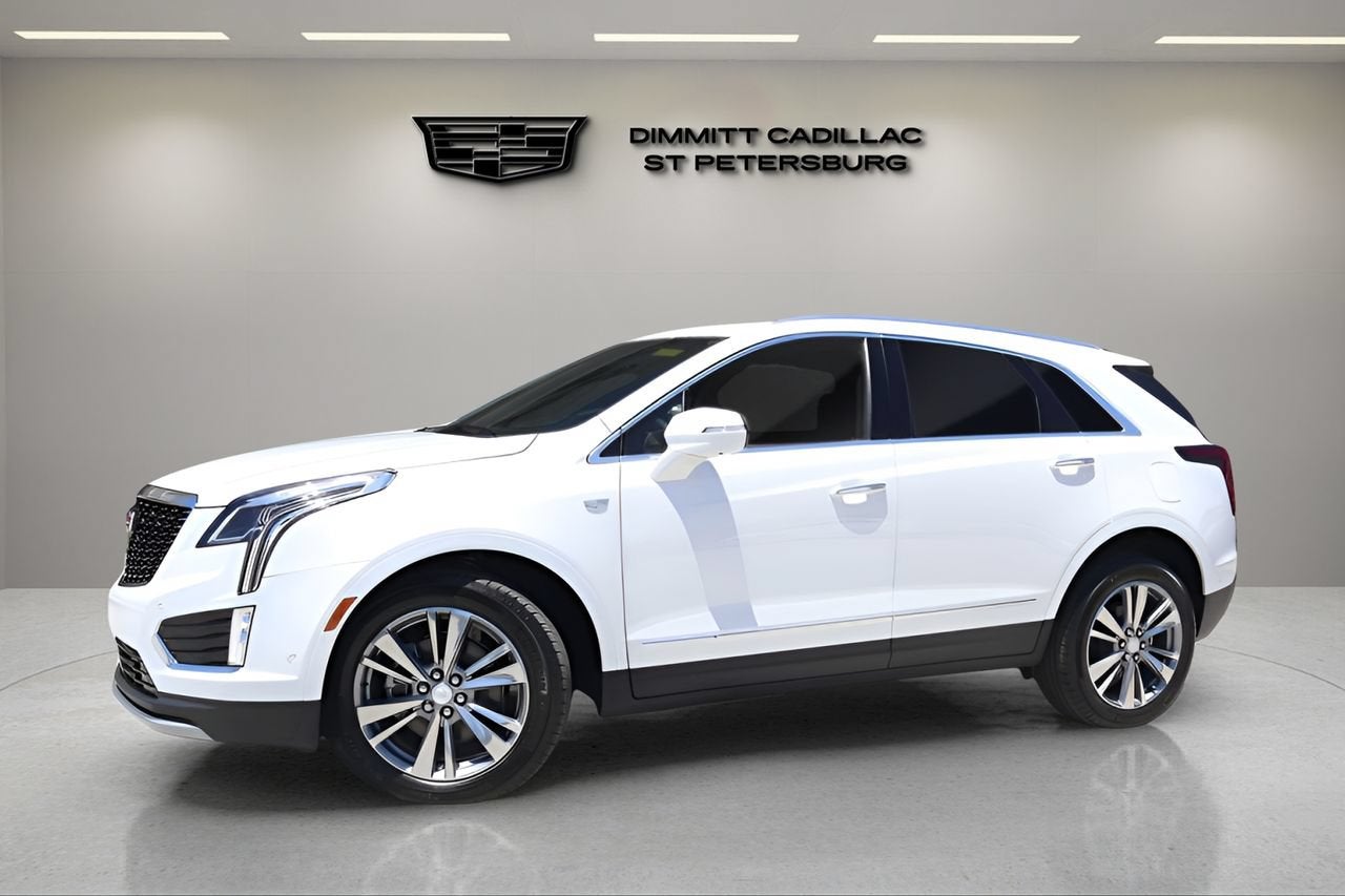 2026 Cadillac XT5 Premium Luxury in Crystal White Tricoat — front three-quarter view