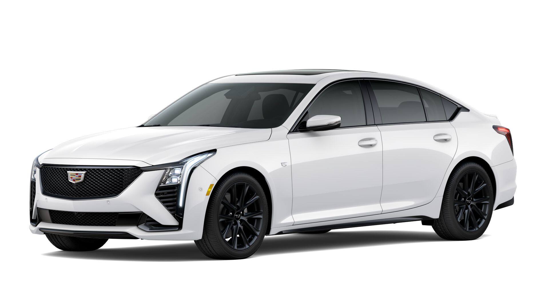 2026 Cadillac CT5 Sport in Vibrant White Tricoat — front three-quarter view