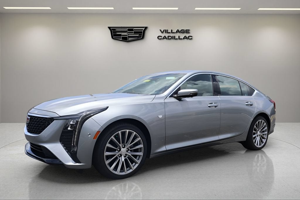 2026 Cadillac CT5 Premium Luxury in Argent Silver Metallic — front three-quarter view