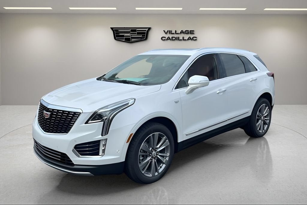 2026 Cadillac XT5 Premium Luxury in Crystal White Tricoat — front three-quarter view