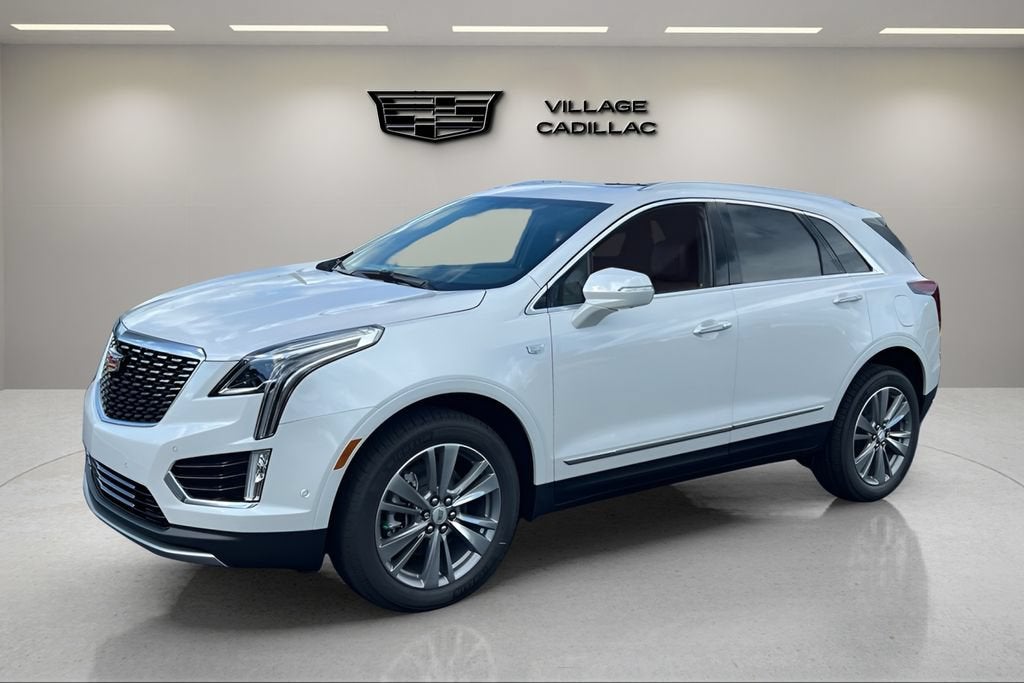 2026 Cadillac XT5 Premium Luxury in Crystal White Tricoat — front three-quarter view
