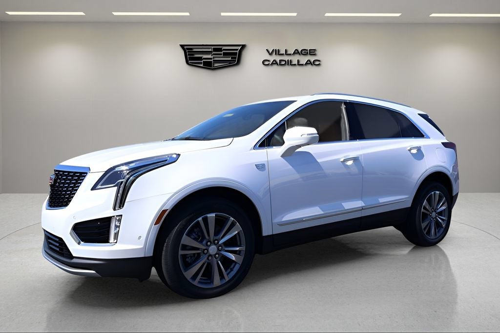 2026 Cadillac XT5 Premium Luxury in Crystal White Tricoat — front three-quarter view