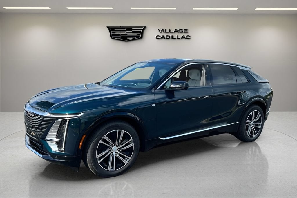 2026 Cadillac LYRIQ Premium Luxury in Emerald Lake Metallic — front three-quarter view