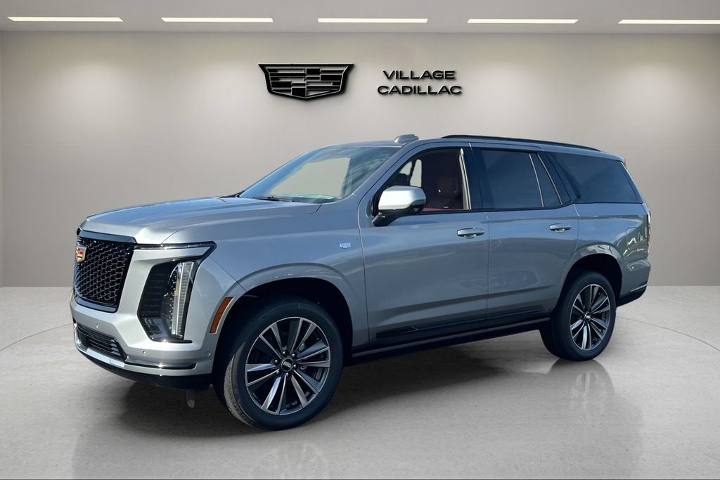 2026 Cadillac Escalade Sport in Argent Silver Metallic — front three-quarter view