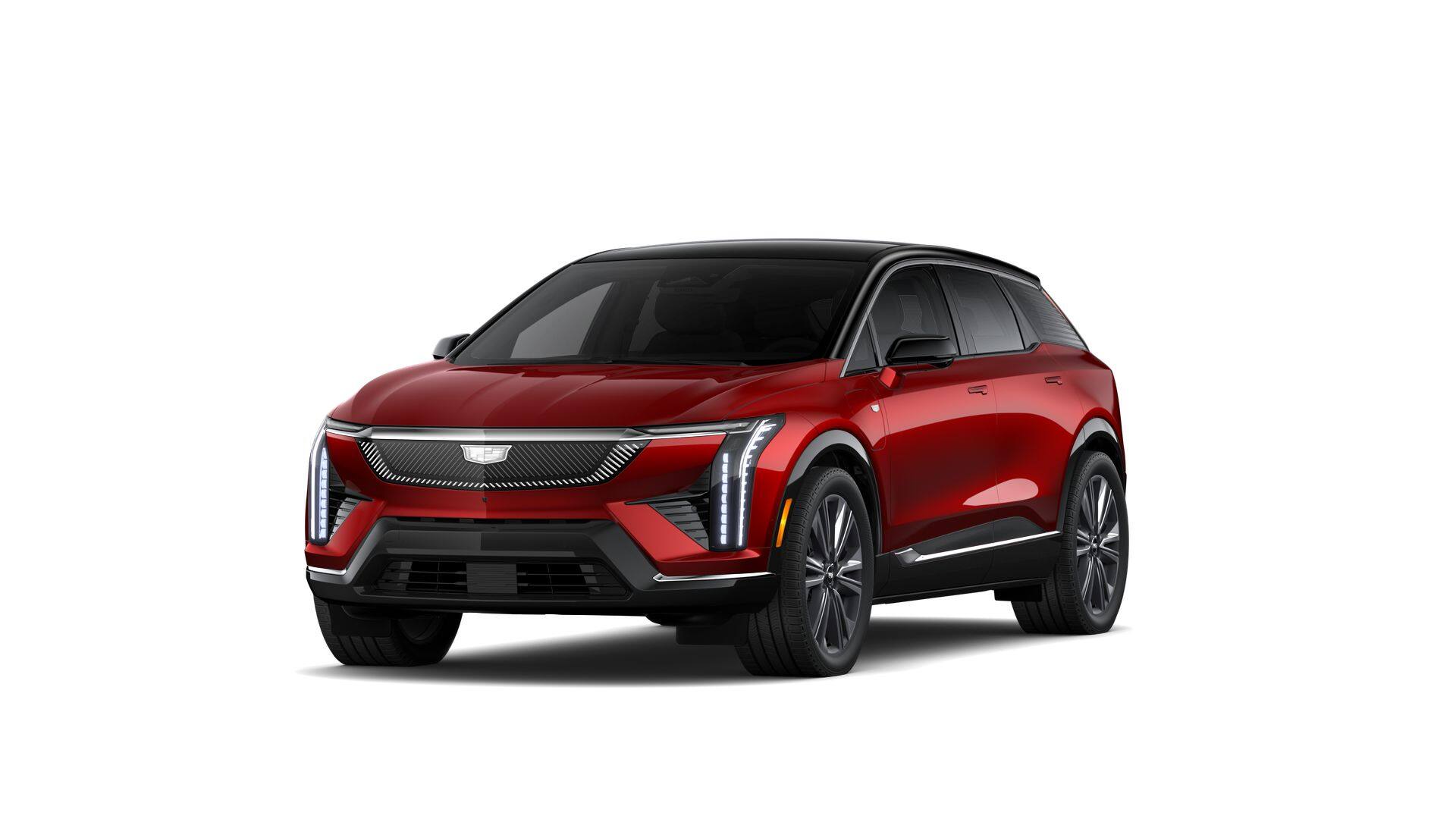 2027 Cadillac OPTIQ Premium Luxury in Radiant Red Tintcoat — front three-quarter view