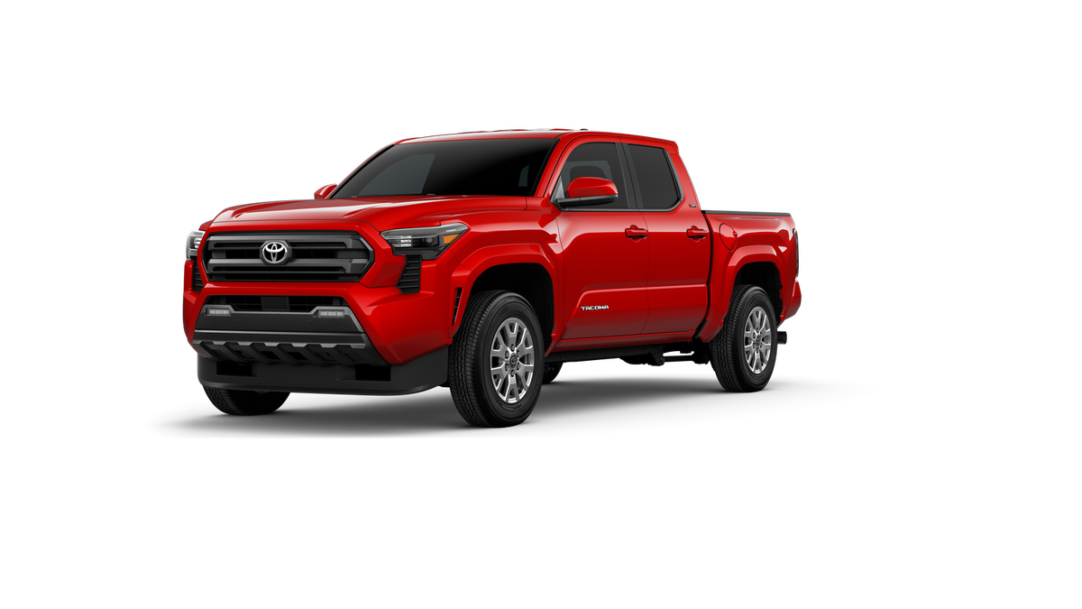 2026 Toyota Tacoma SR5 in Supersonic Red — front three-quarter view