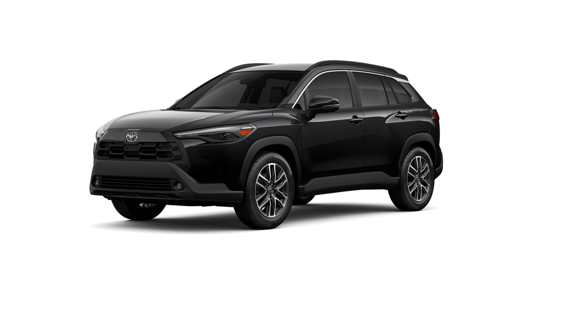 2026 Toyota Corolla Cross XLE in Jet Black — front three-quarter view